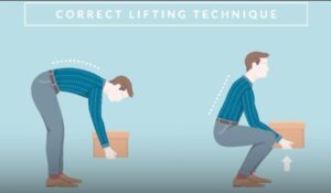 Proper lifting technique to reduce abdominal strain and prevent hernia worsening
