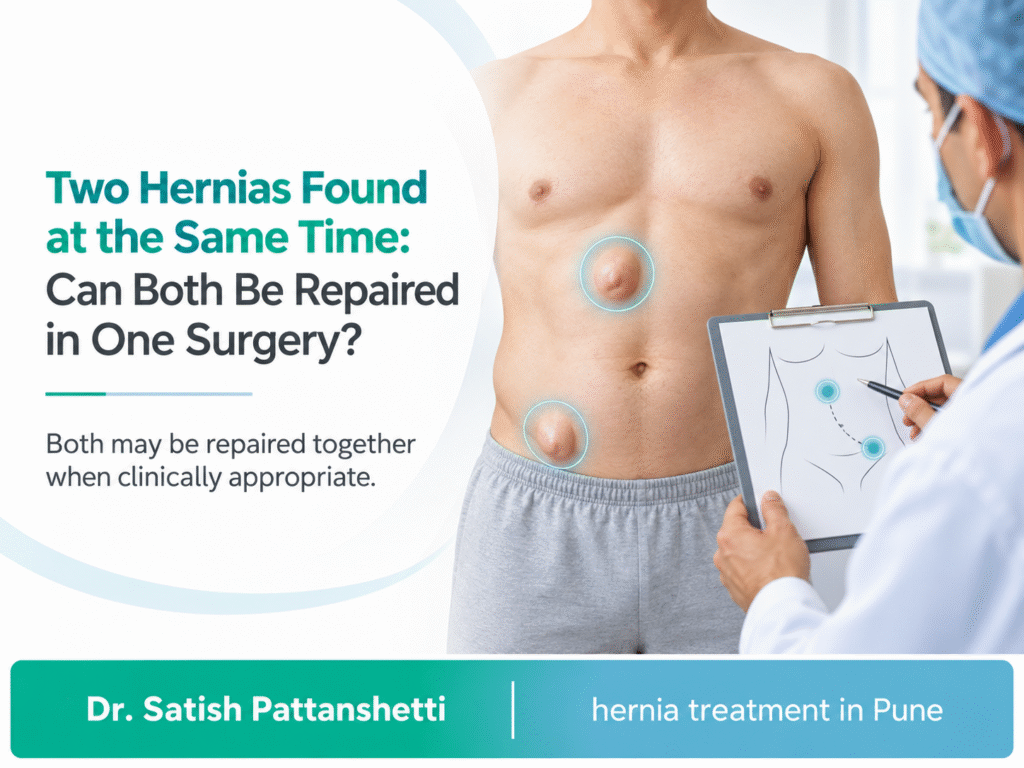 Illustration of two abdominal wall hernias for a guide to hernia treatment in Pune